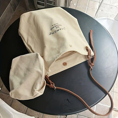Letter Printed Canvas Crossbody Bag Large School Tote Bag