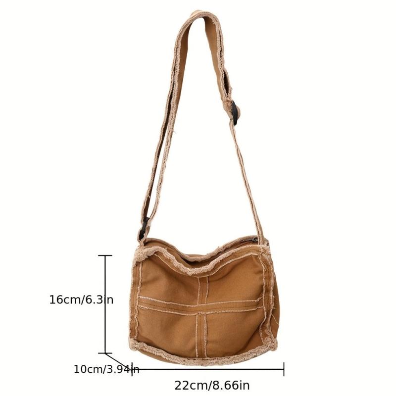 Canvas Crossbody Bag Vintage Cross Pattern Shoulder Bag