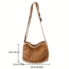 Canvas Crossbody Bag Vintage Cross Pattern Shoulder Bag