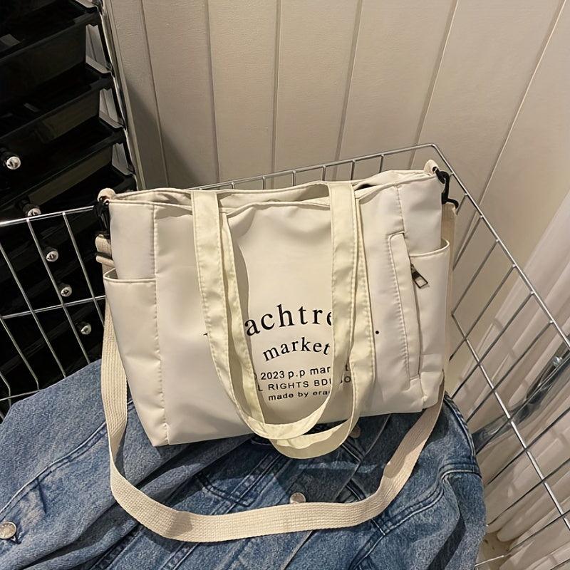 1PC Letter Printed Handbag Crossbody Bag Preppy Versatile Solid Students Bag