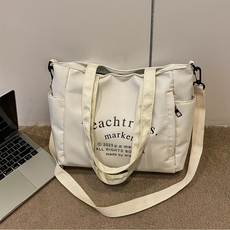1PC Letter Printed Handbag Crossbody Bag Preppy Versatile Solid Students Bag