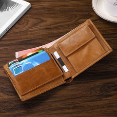 Men's RFID-Blocking Vintage Leather Wallet
