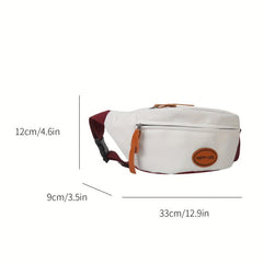 Canvas Waist Bag Letter Patch Crossbody Bag