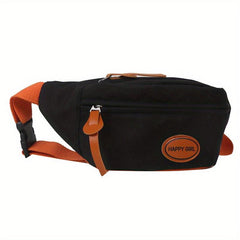 Canvas Waist Bag Letter Patch Crossbody Bag