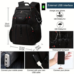Waterproof Travel Laptop Backpack with USB Charging Port