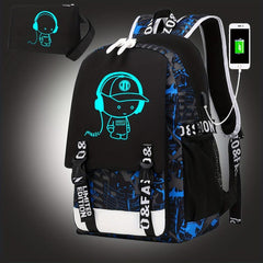 Kids Luminous Backpack with USB Charging - Lightweight School Bag