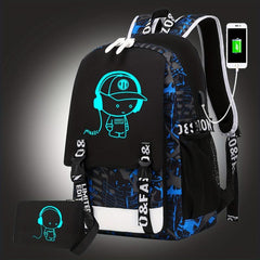 Kids Luminous Backpack with USB Charging - Lightweight School Bag