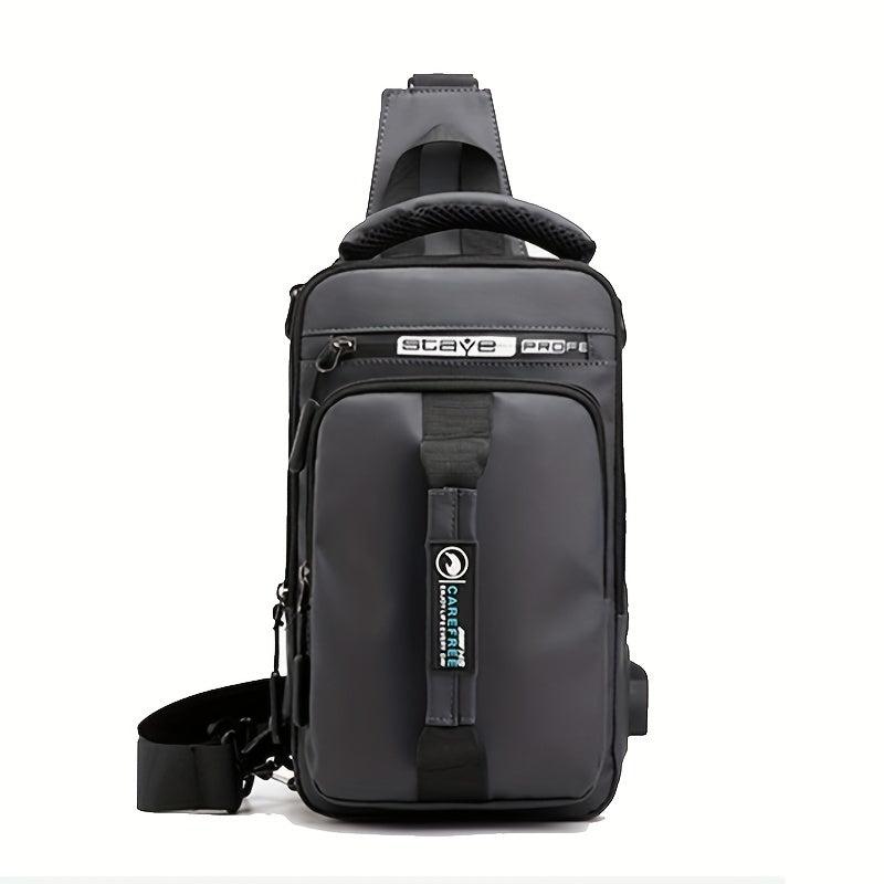 Men's Casual Chest Bag USB Charging Port Shoulder Bag
