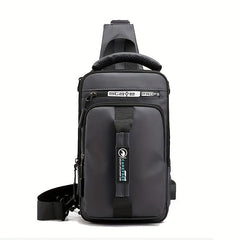 Men's Casual Chest Bag USB Charging Port Shoulder Bag