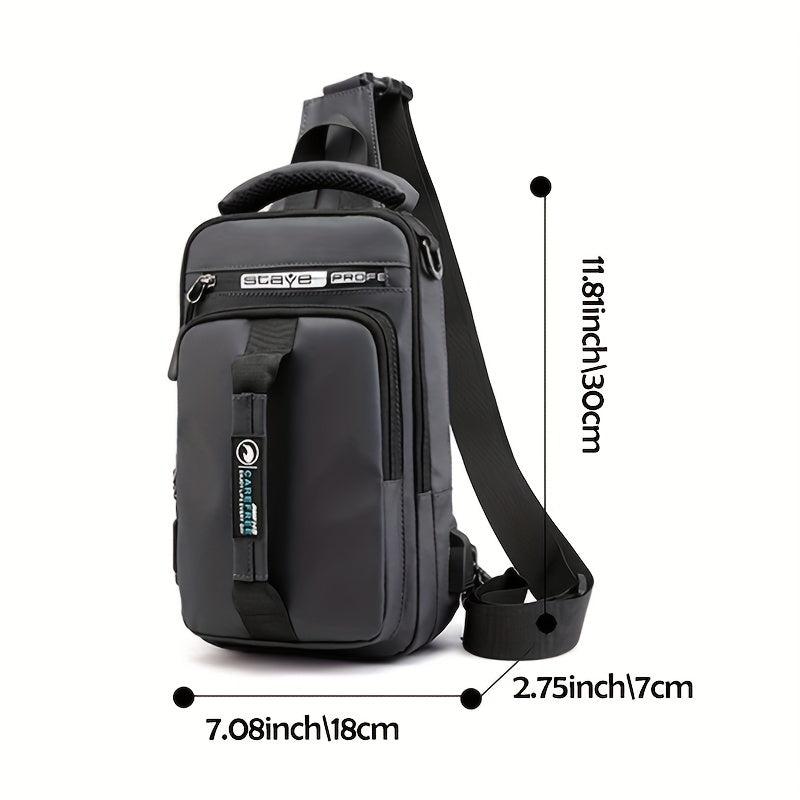 Men's Casual Chest Bag USB Charging Port Shoulder Bag