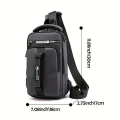 Men's Casual Chest Bag USB Charging Port Shoulder Bag