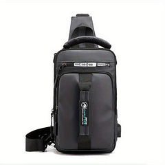 Men's Casual Chest Bag USB Charging Port Shoulder Bag