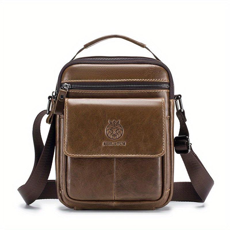 SCHLATUM Men's Cowhide Leather Shoulder Bag Crossbody Bag