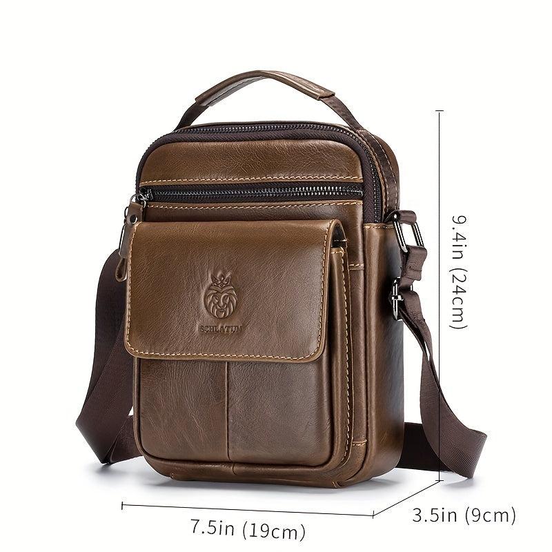 SCHLATUM Men's Cowhide Leather Shoulder Bag Crossbody Bag