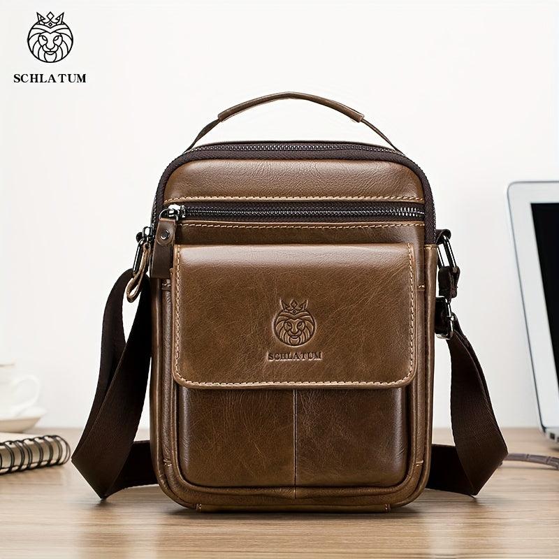 SCHLATUM Men's Cowhide Leather Shoulder Bag Crossbody Bag