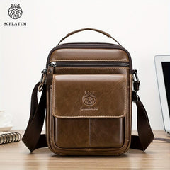 SCHLATUM Men's Cowhide Leather Shoulder Bag Crossbody Bag