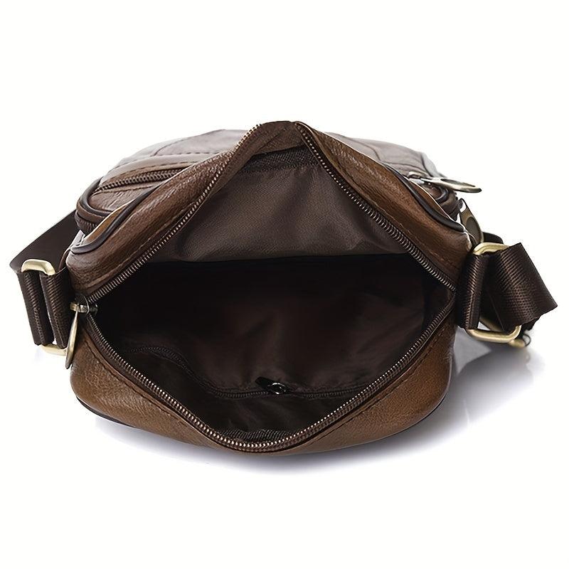 Men's Vertical Crossbody Chest Bag PU Leather Sling Bag