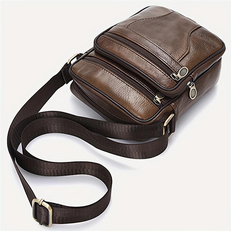 Men's Vertical Crossbody Chest Bag PU Leather Sling Bag