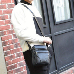 Men's Vertical Crossbody Chest Bag PU Leather Sling Bag