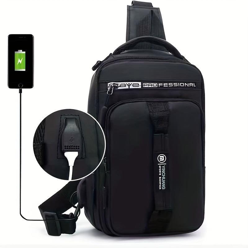 Men's USB Chest Bag Multifunctional Shoulder Bag