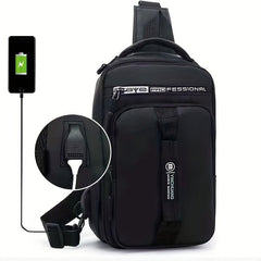 Men's USB Chest Bag Multifunctional Shoulder Bag