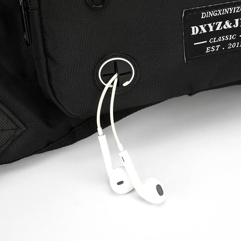 Men's Street Chest Bag With Headphone Jack