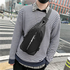Men's Chest Bag USB Charging Port Nylon Shoulder Bag Waterproof