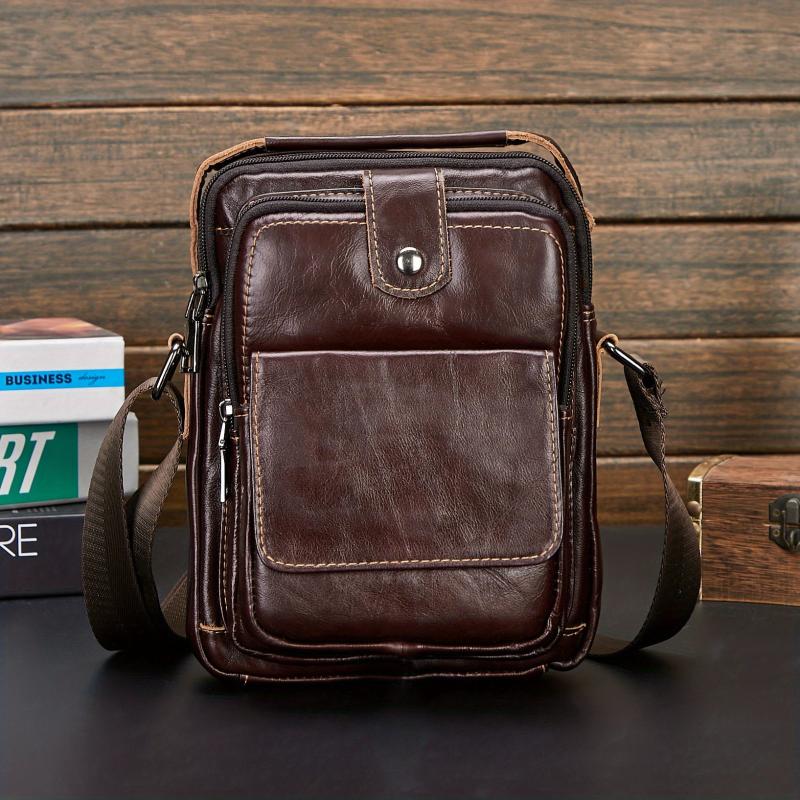 Leather Men's Shoulder Bag Casual Retro Style