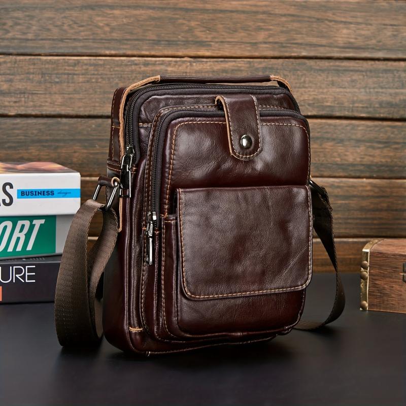 Leather Men's Shoulder Bag Casual Retro Style