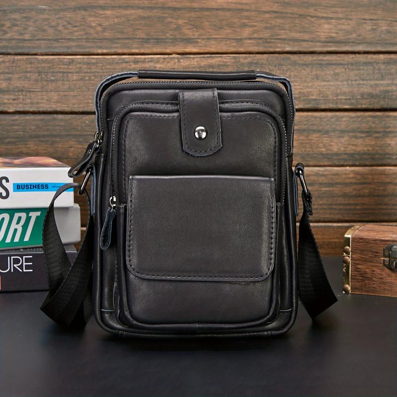 Leather Men's Shoulder Bag Casual Retro Style