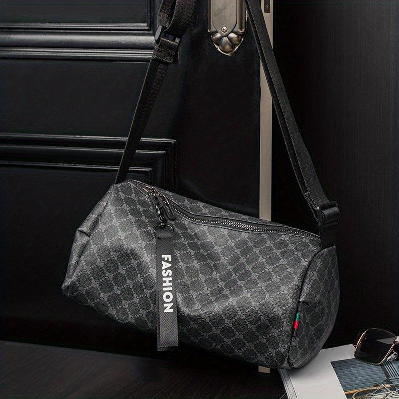 Men's PU Leather Large Capacity Messenger Bag Casual Bucket Bag Shoulder Bag