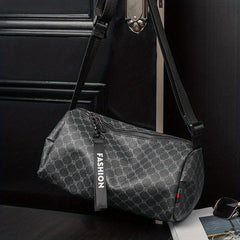 Men's PU Leather Large Capacity Messenger Bag Casual Bucket Bag Shoulder Bag