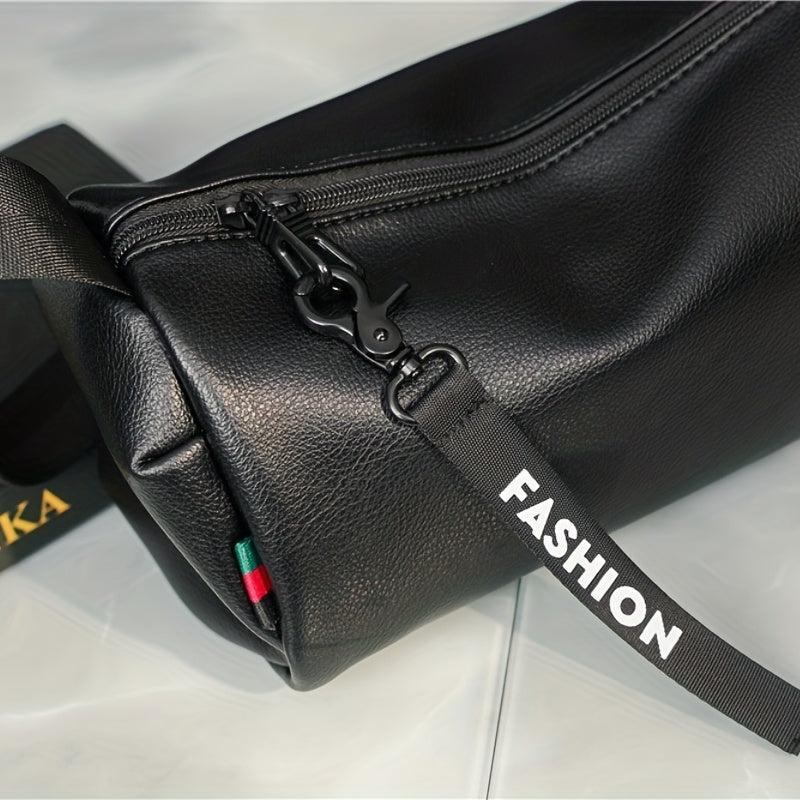 Men's PU Leather Large Capacity Messenger Bag Casual Bucket Bag Shoulder Bag