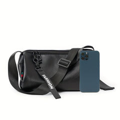 Men's PU Leather Large Capacity Messenger Bag Casual Bucket Bag Shoulder Bag