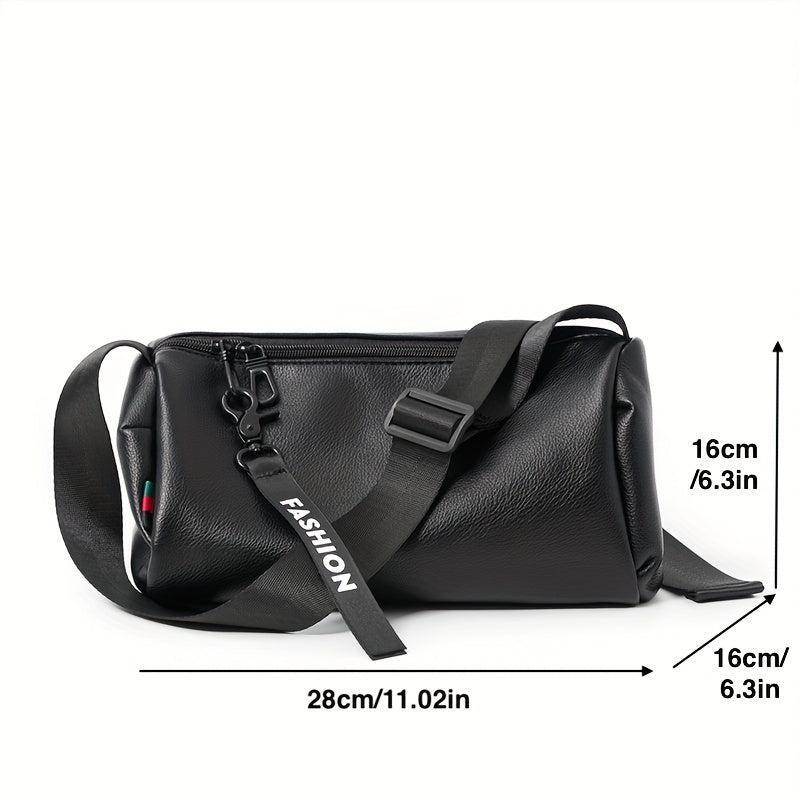 Men's PU Leather Large Capacity Messenger Bag Casual Bucket Bag Shoulder Bag