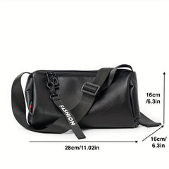 Men's PU Leather Large Capacity Messenger Bag Casual Bucket Bag Shoulder Bag