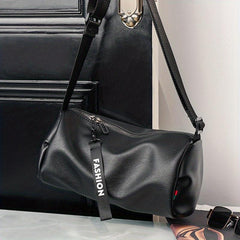 Men's PU Leather Large Capacity Messenger Bag Casual Bucket Bag Shoulder Bag