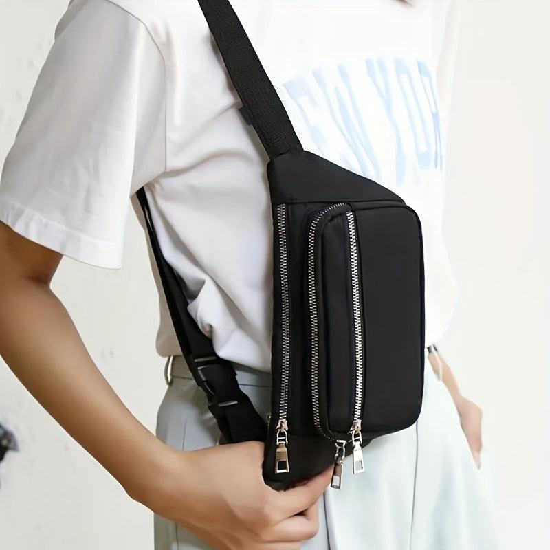 Canvas Shoulder Bag Zipper Crossbody Bag Multifunctional Waist Bag