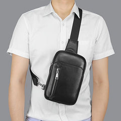 Men's Leather Small Crossbody Sling Bag for Travel Hiking