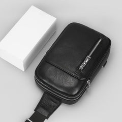 Men's Leather Small Crossbody Sling Bag for Travel Hiking