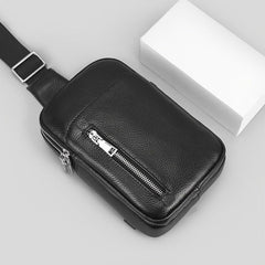 Men's Leather Small Crossbody Sling Bag for Travel Hiking