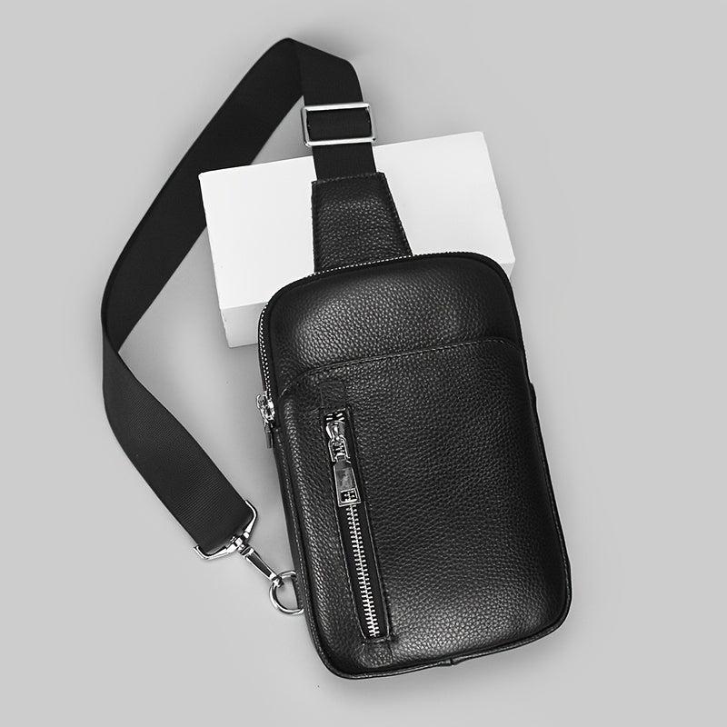 Men's Leather Small Crossbody Sling Bag for Travel Hiking