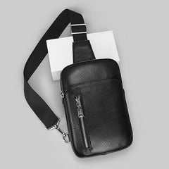 Men's Leather Small Crossbody Sling Bag for Travel Hiking