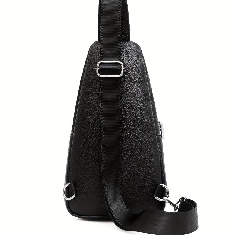 Men's Leather Crossbody Bag Earphone Hole Shoulder Bag Travel Messenger