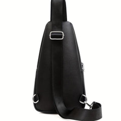 Men's Leather Crossbody Bag Earphone Hole Shoulder Bag Travel Messenger