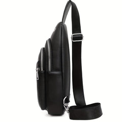Men's Leather Crossbody Bag Earphone Hole Shoulder Bag Travel Messenger