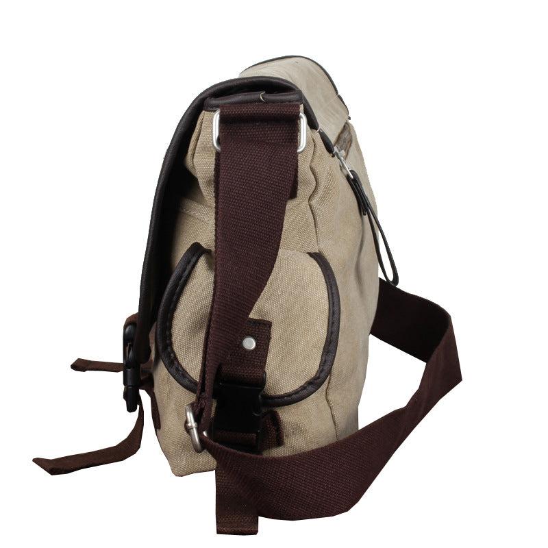 Men's Canvas Crossbody Bag Middle School Backpack Casual Single Shoulder Bag