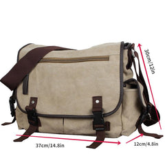 Men's Canvas Crossbody Bag Middle School Backpack Casual Single Shoulder Bag