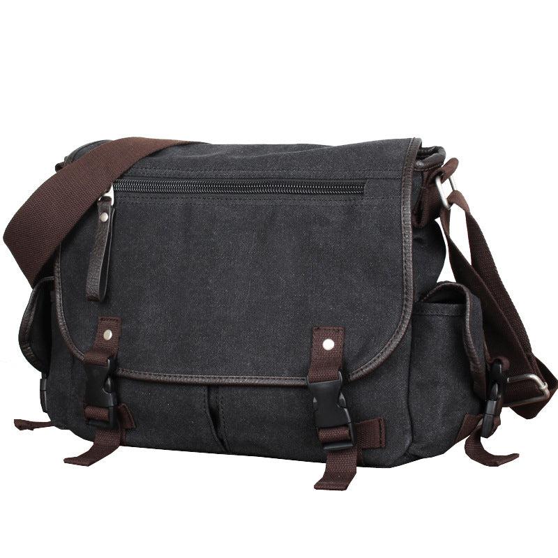 Men's Canvas Crossbody Bag Middle School Backpack Casual Single Shoulder Bag