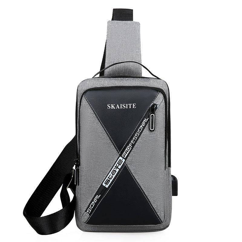 Men's Contrast Chest Bag Large Capacity Crossbody Bag Business Casual Travel
